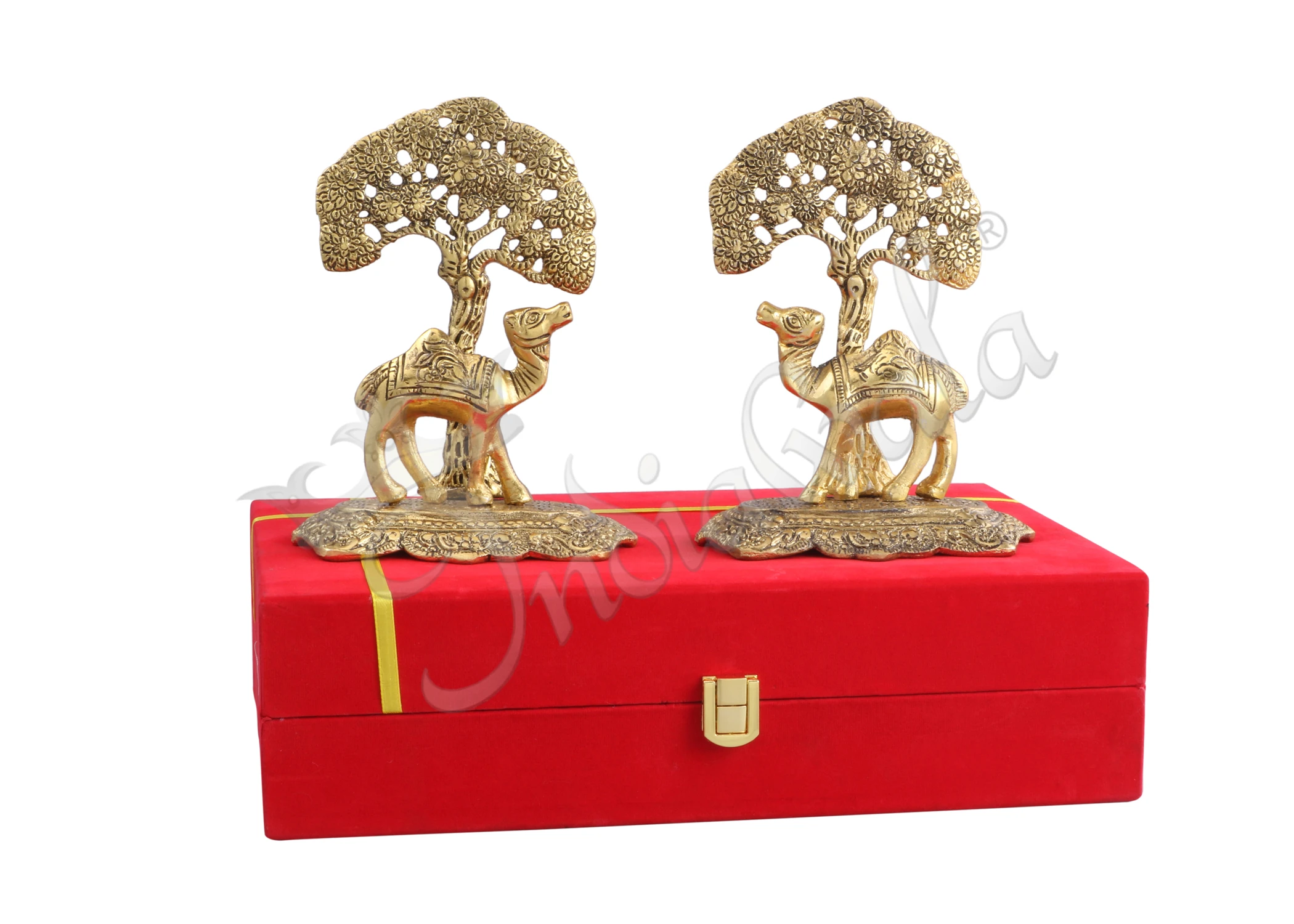 INW-15330 Gold Plated Aluminium Camel Statue in Velvet Box