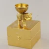 A luxurious Gold Plated Aluminium Elephant Gifting Bowl Set presented in a velvet box.