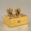 Gold Plated Aluminium Lakshmi Ganesh Gift Set in a premium red velvet box