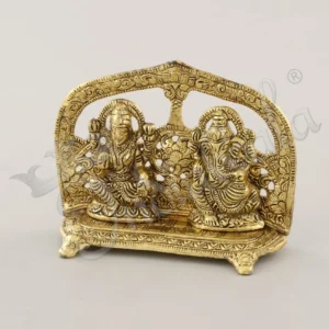 Gold Plated Lakshmi Ganesh 5x7 Inch Statue for festive gifting
