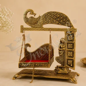 A beautiful 13 Inch Gold Plated Aluminium Gifting Singhasan for deity idols.