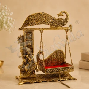 A beautifully crafted 10x13 Inch Gold Plated Aluminium Singhasan for deity idols.