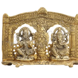 8x6 Inch Gold Plated Lakshmi Ganesh Statue