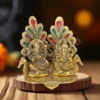 Handcrafted gold plated peacock lakshmi ganesh idol for festive gifting