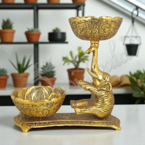 Gold Polish Elephant Decorative Bowl for festive gifting