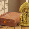 An 8.5 inch Gold Plated Aluminium Tree Radha Krishna Velvet Box Gift, showcasing divine love.