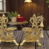 Gold Plated Aluminium Peacock Diya Stand Set