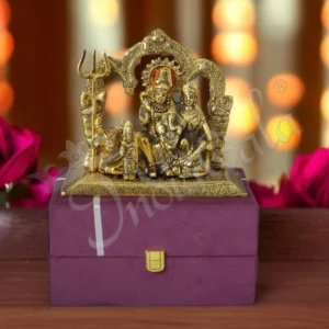 Gold Plated Shiv Parivar Velvet Box Statue for premium gifting