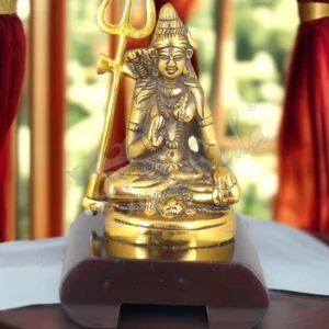 Gold Plated Shankar Ji Wooden Base Idol for spiritual home decor