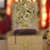 Gold Plated Aluminium Nataraj statue on wooden base
