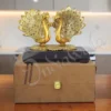 Elegant Peacock Wooden Base Decor with gold plated finish