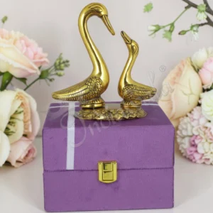 Gold Plated Aluminium Swan Gifting Figurine in a premium red velvet box
