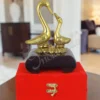 Elegant Gold Plated Aluminium Swan Wooden Base Statue for corporate gifting