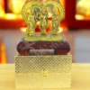 8.5 Inch Gold Plated Ram Darbar Statue on a wooden base