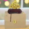 Gold plated Flower Ganesh Wooden Base idol for corporate gifting