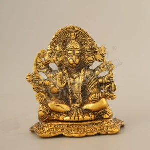 Gold Plated Aluminium Panchmukhi Hanuman statue for spiritual home decor