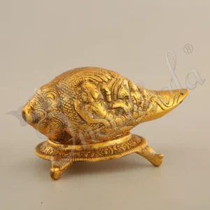 7.5 Inch Gold Plated Aluminium Shankh for pooja decor