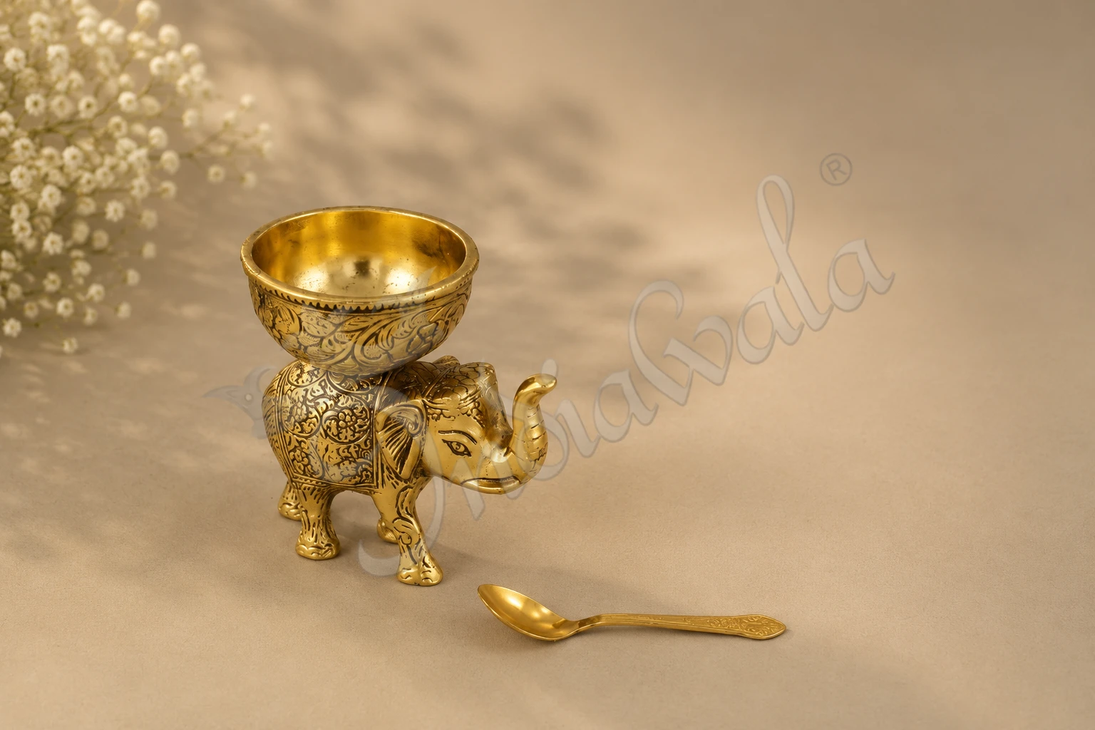 INW-15460 Elegant Gold Plated Elephant Bowl for premium bulk gifting