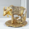 Gold Plated Kamdhenu Cow Calf Laddu Gopal Idol