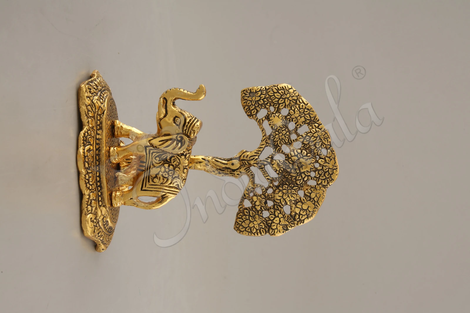 7 Inch Gold Plated Tree Elephant Statue