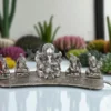 Silver Plated Ganesh Family Metal Statue for spiritual home decor