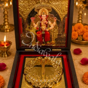 Ganesh Ji Wooden Box Charan Paduka for spiritual gifting
