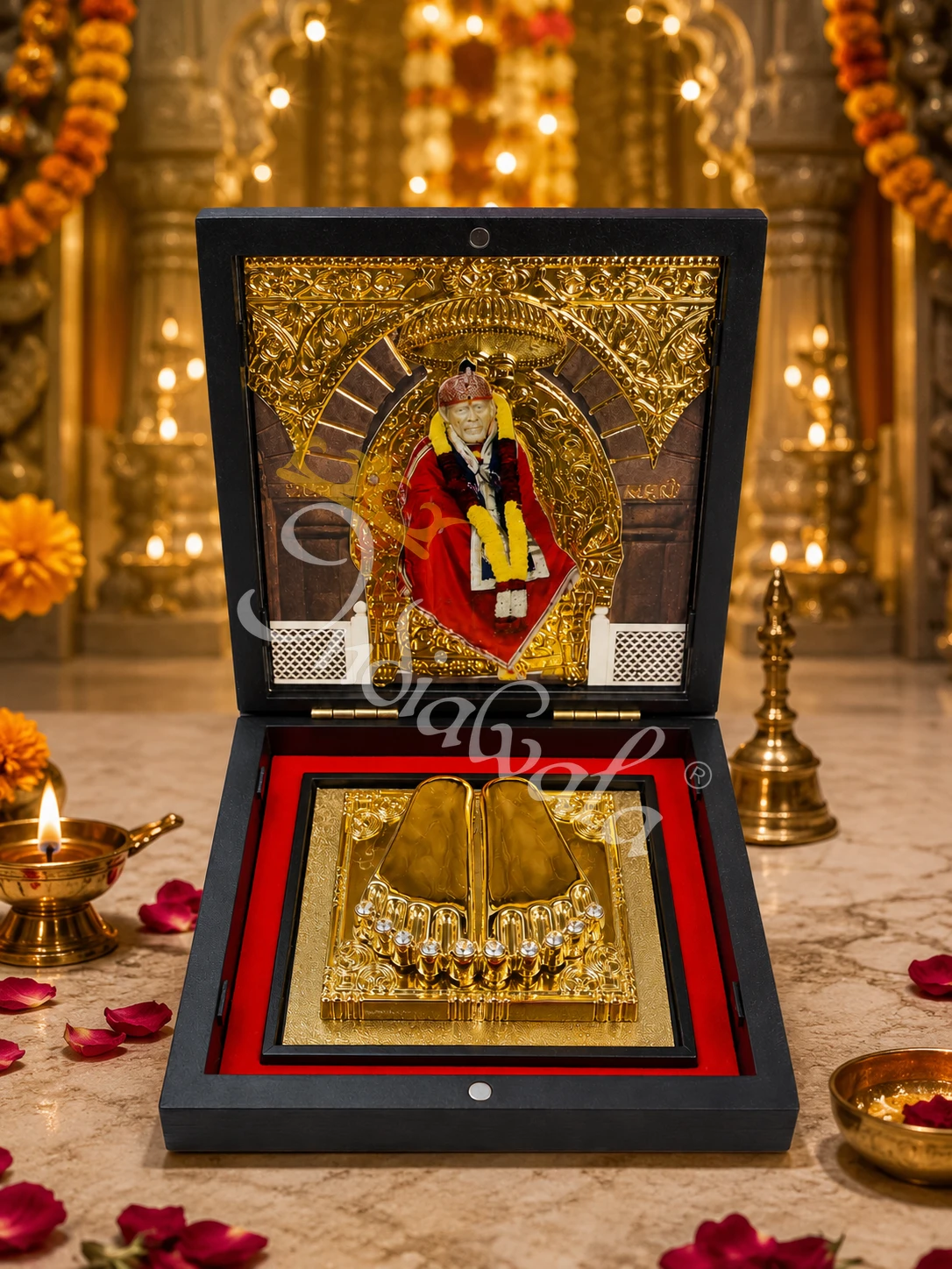 Sai Baba Wooden Box Charan Paduka for spiritual gifting