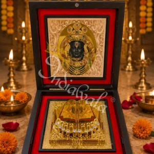 3D Ramlalla Wooden Box Charan Paduka for spiritual gifting