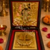 Shrinath Ji wooden charan paduka box with 3D deity depiction