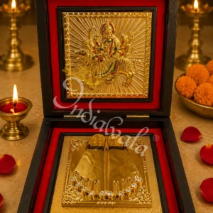 Ambe Maa wooden charan paduka box for spiritual gifting