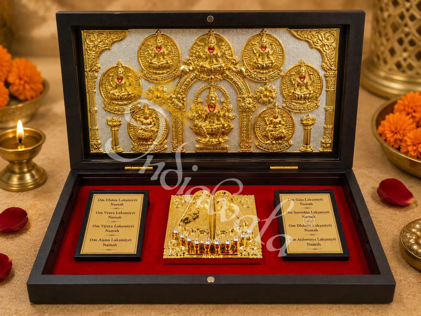Asthlaxmi wooden box charan paduka for spiritual gifting