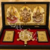 3D Laxmi Ganesh Saraswati Charan Paduka Box in a premium wooden casing