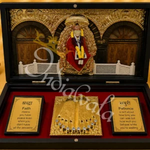Sai Baba 3D Wooden Charan Paduka Box for spiritual gifting