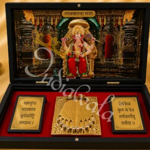 Spiritual 3D Lalbaug Raja Wooden Charan Paduka box for festive gifting