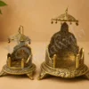 6 Inch Gold Plated Aluminium Singhasan for deity idols