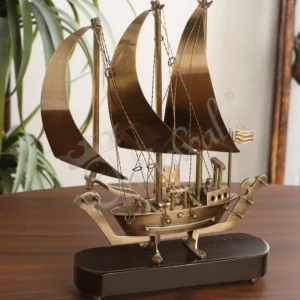 Elegant 10 inch Gold Plated Brass Ship Decor for luxury corporate gifting