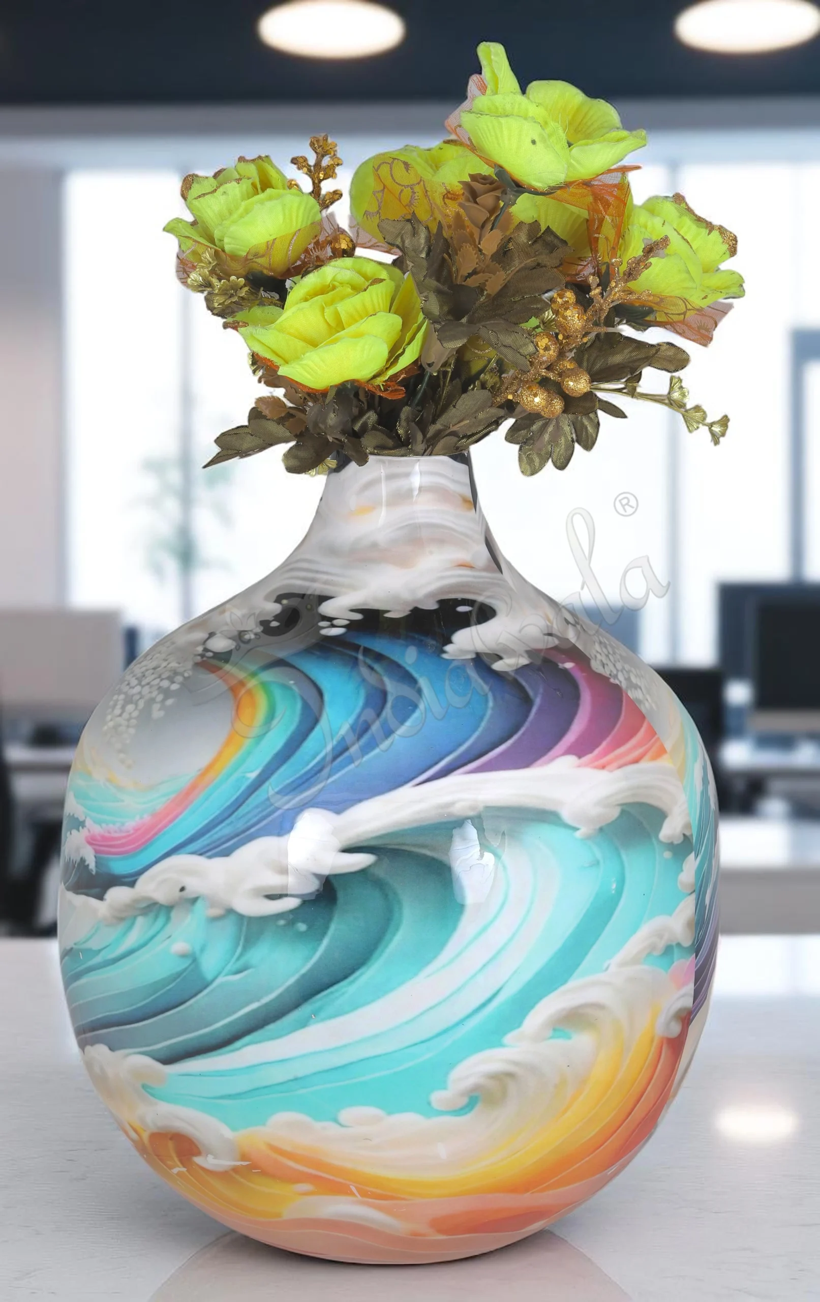 Handcrafted Iron Meena Print Decorative Flower Pot for premium home decor