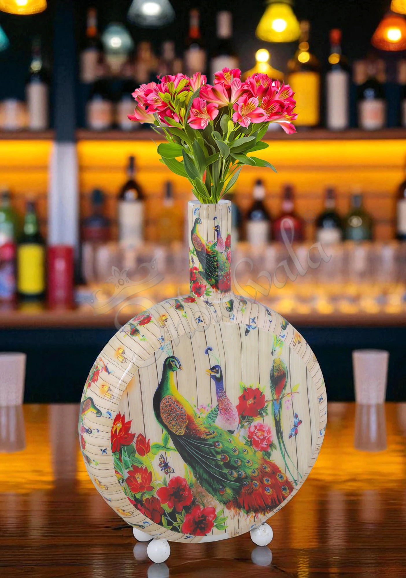 INW-5052 Elegant Meena Print Iron Flower Vase for home decor and gifting.