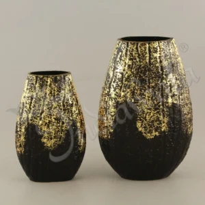 Handcrafted antique aluminium flower vase 10 inch with exquisite textured detailing