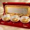 Elegant dual tone bowl set of 3 with steel tray in a premium velvet box
