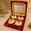 Elegant dual tone bowl set with a steel tray in a velvet box