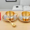A luxurious Dual Tone Steel Cup Plate Gifting Set in a velvet box, showcasing its elegant silver and gold finish.