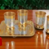 Dual Tone Steel Glass Set with Square Tray in a premium velvet box