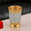 Elegant 4 inch dual tone steel gifting glass set in a premium velvet box