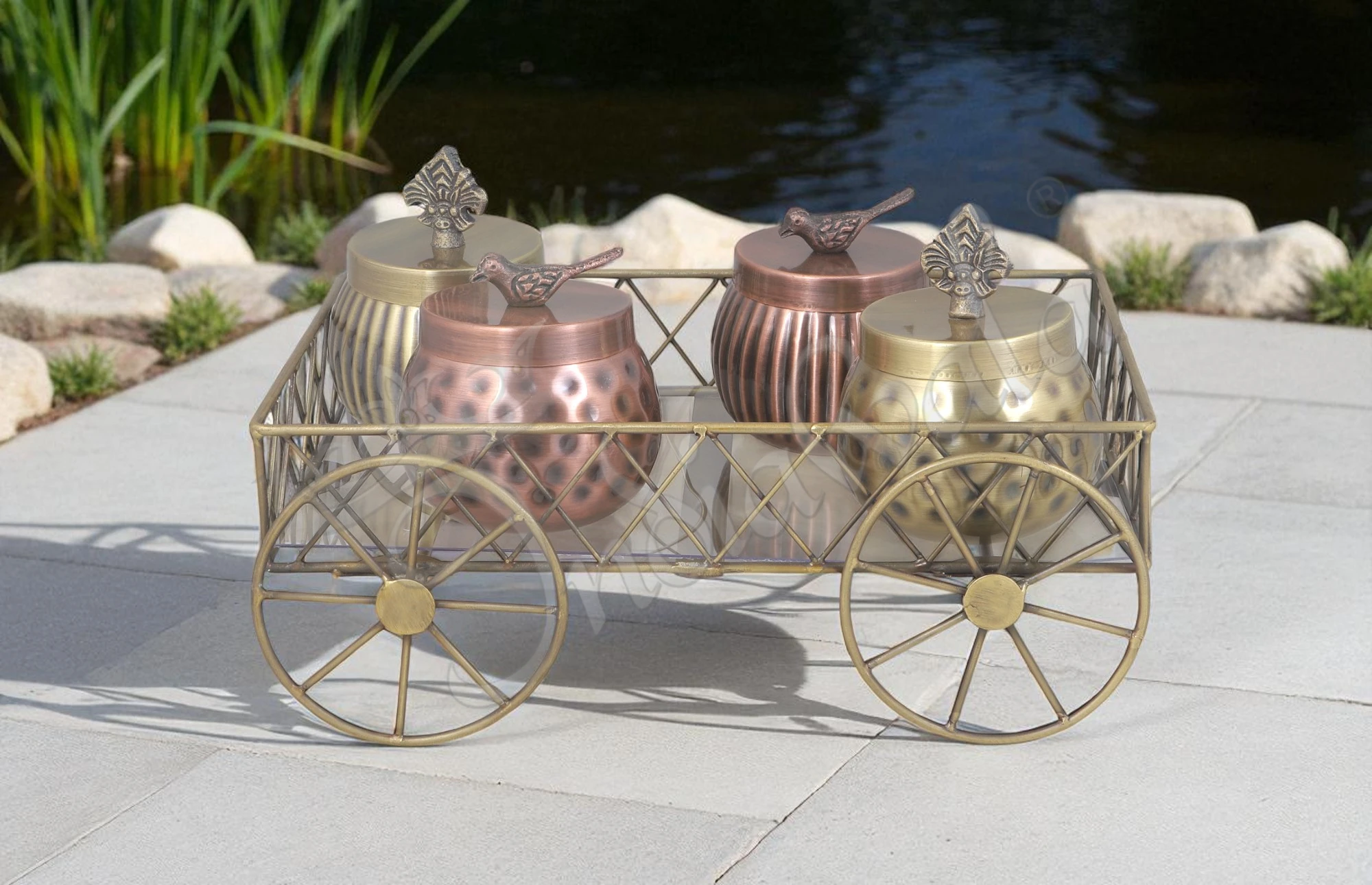 Antique Iron Dry Fruit Trolley with four bowls on a miniature stand