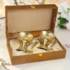 INW-9364_1 3.5 Inch Brass Dessert Bowl Set with premium velvet box packaging