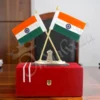 12.25 Inch Brass Indian Flag Decor in a premium velvet box