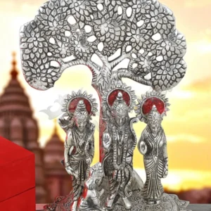 Silver Plated Aluminium Ram Darbar Tree Statue in a premium velvet box
