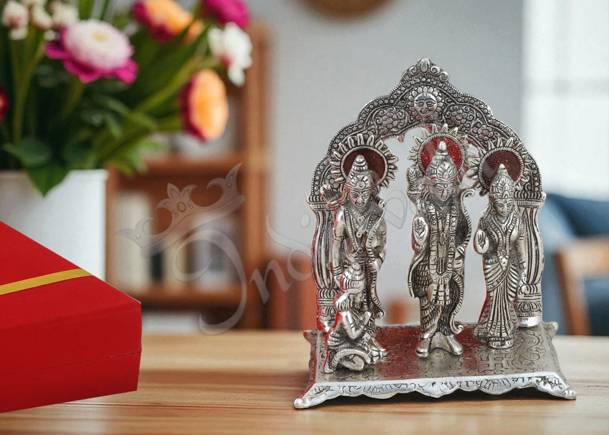 INW-15358 Silver Plated Ram Darbar Gifting Statue in a premium velvet box