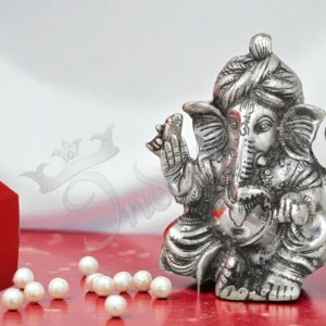 Silver Plated Aluminium Pagdi Ganesh Velvet Box for premium corporate gifting